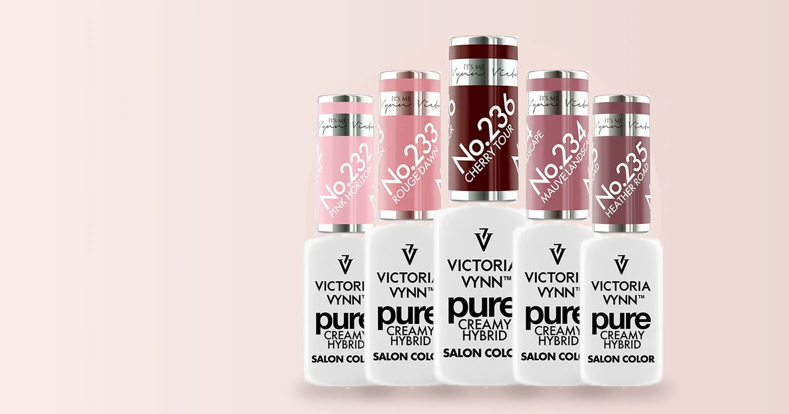 Esmaltes semipermanentes Pure de Victoria Vynn en tonos rosa, malva y granate