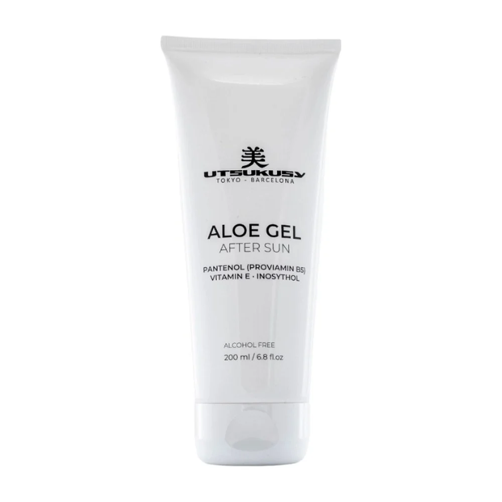 Aloe Gel After Sun de Utsukusy, gel de aloe vera para después del sol, tubo de 200 ml