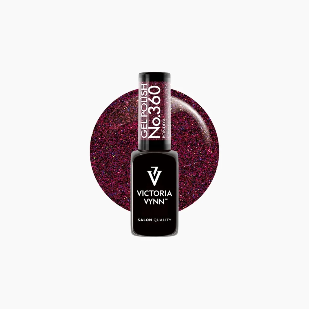 Gel Polish 360 Bondiya, esmalte semipermanente con purpurina 8 ml