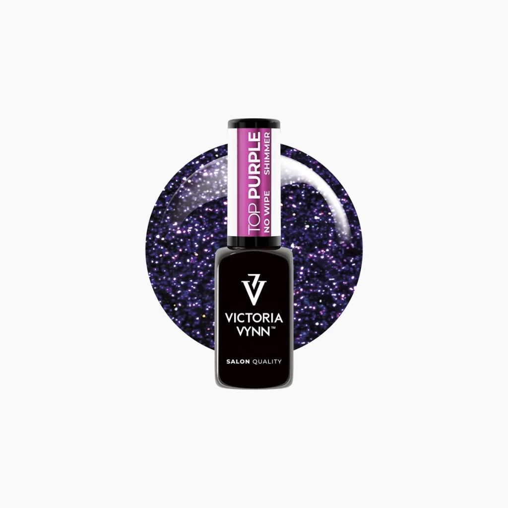 Top Shimmer Purple No Wipe, top con brillo rosa y violeta 8 ml