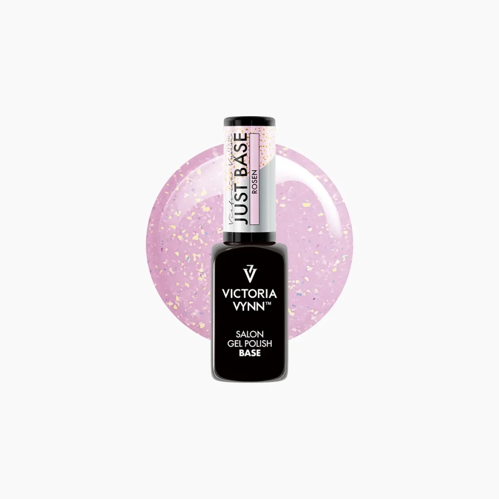 Just Base Rosen, base rubber rosa con láminas brillantes 8 ml